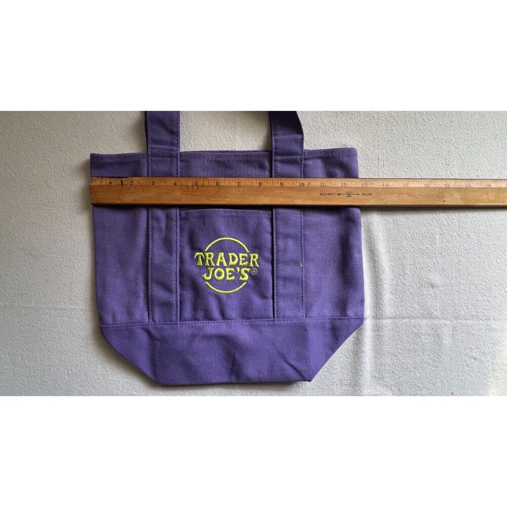 NWT Trader Joe's Purple Green Halloween Mini Tote Bag - Picture 3 of 3